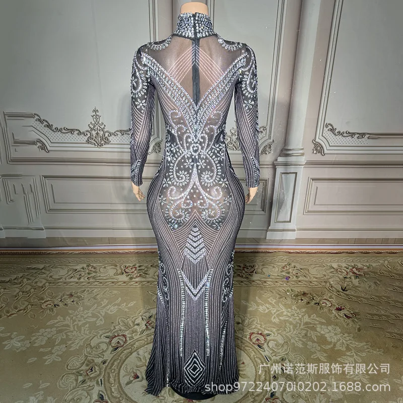 Bright Diamond Perspective Sexy Evening Dress Drag Queen Music Festival Song Dress Livehouse Dress Signing Party Платье Вечернее