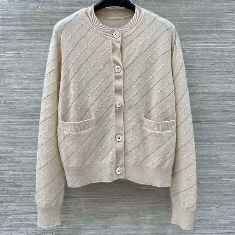 

Высококачественный женский мягкий и пушистый кашемировый кардиган с блестками и бисером, удобный свитер в роскошном стиле 2593034