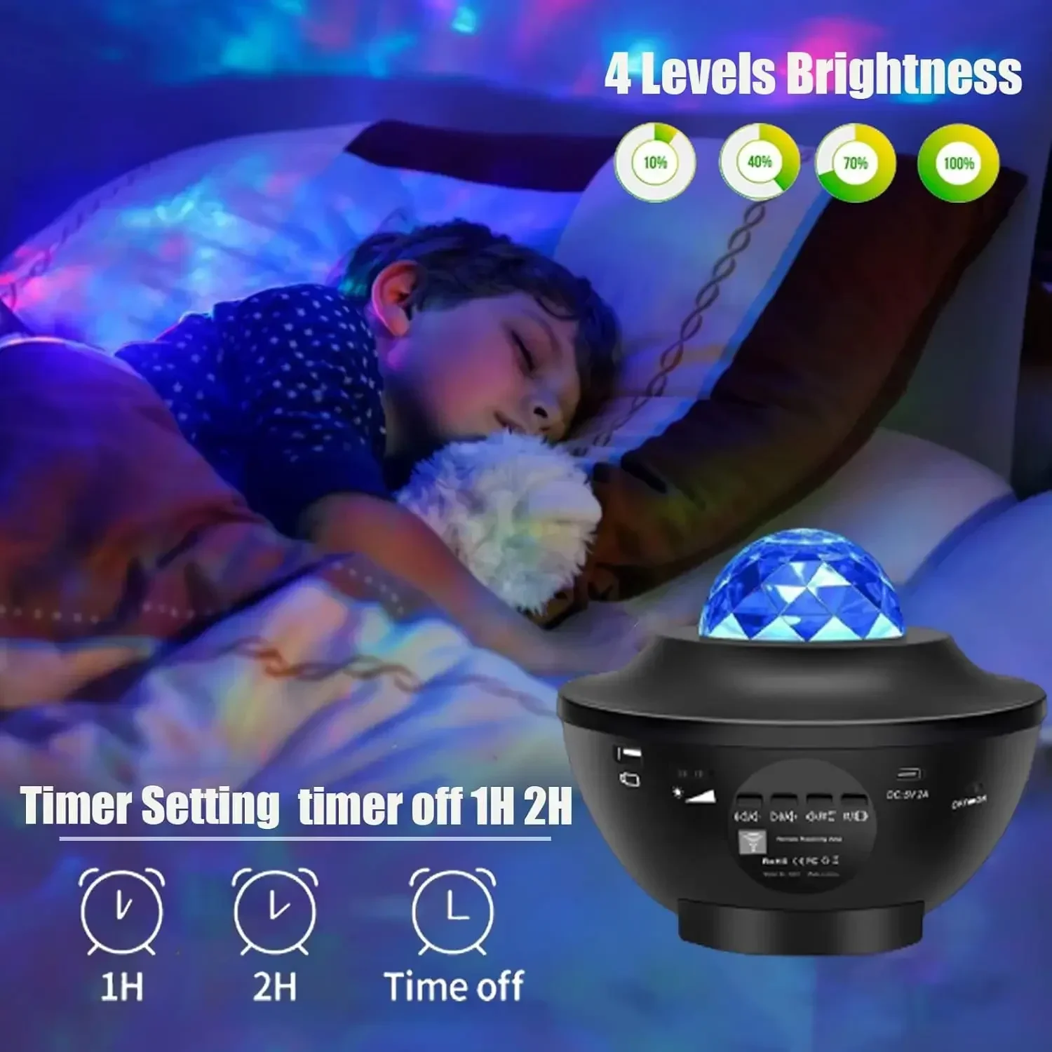 Dreamy Northern Lights Starry Sky Projection Lamp Water Ripple Effect Bluetooth Music Full Sky Stars for Relaxation And Sleep