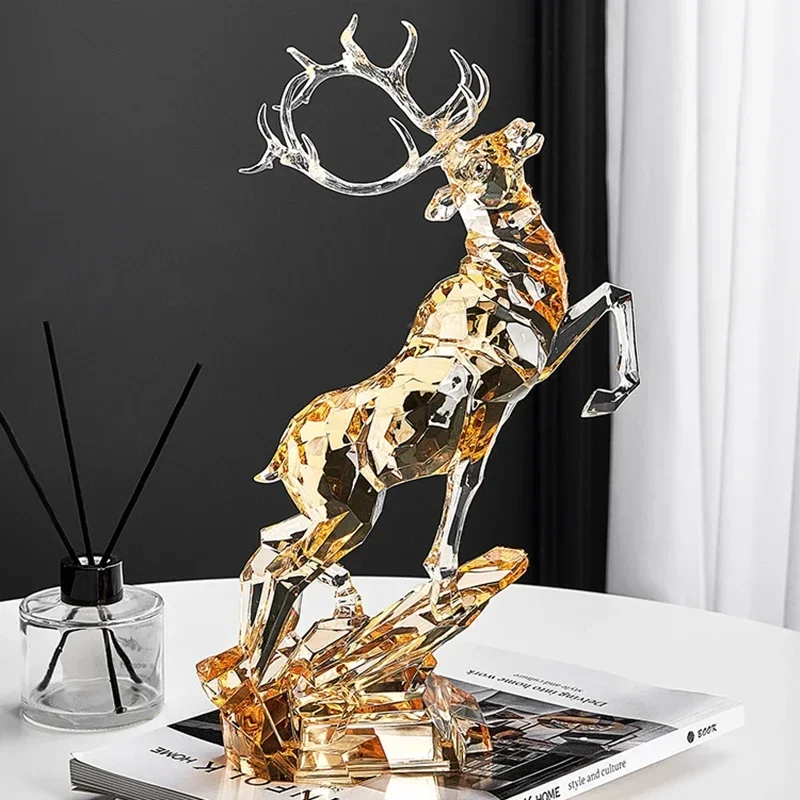 

L Crystal Deer Statue, Room Decor, Luxury Ornament, Acrylic Crafts Sculpture, Wine Cabinet Office Decoration, Nordic Artwork Gi