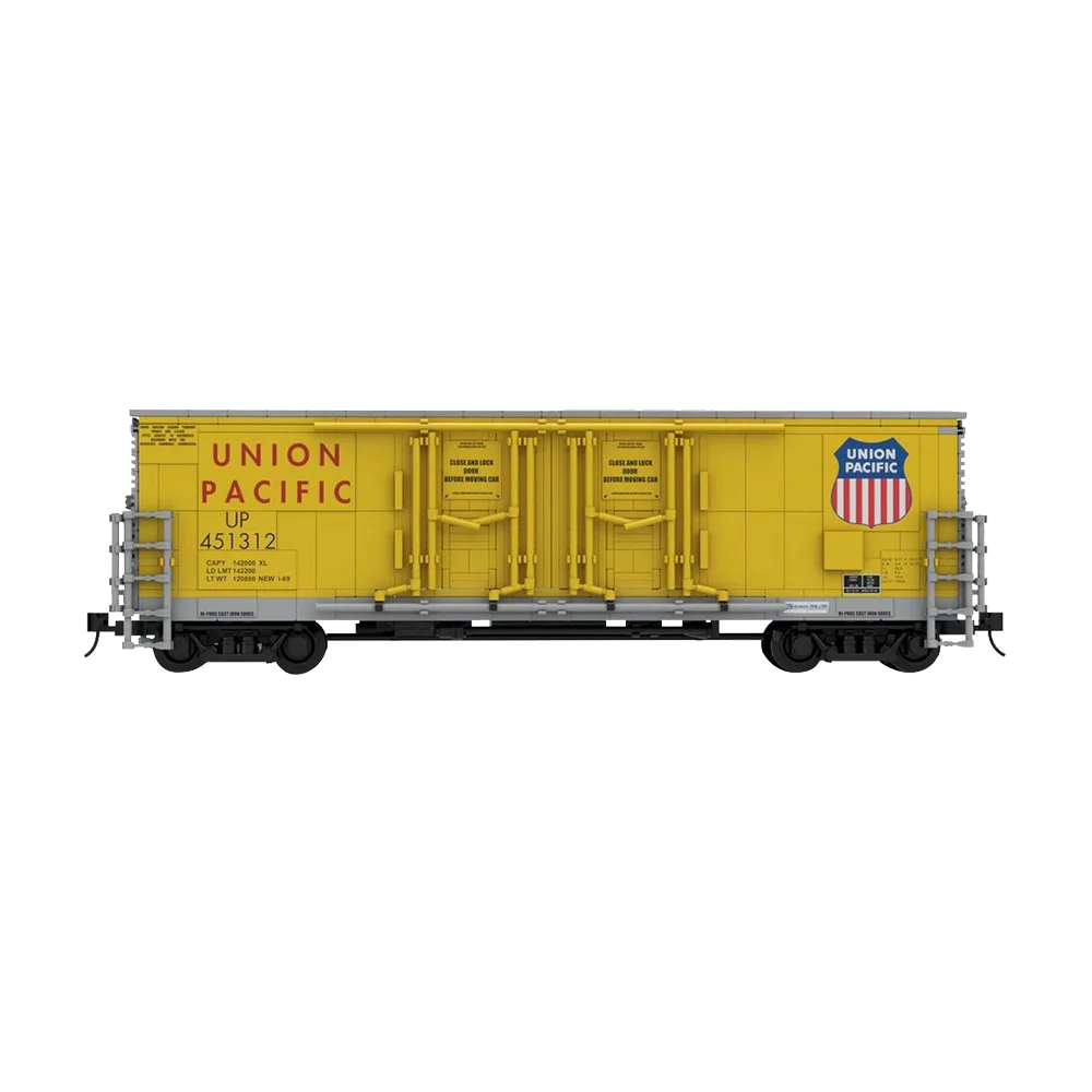 

Gobricks MOC 53ft Evans Double Plug Union Pacific Bricks Door Boxcar Union Pacific Container Train Building Blocks Toy Gift
