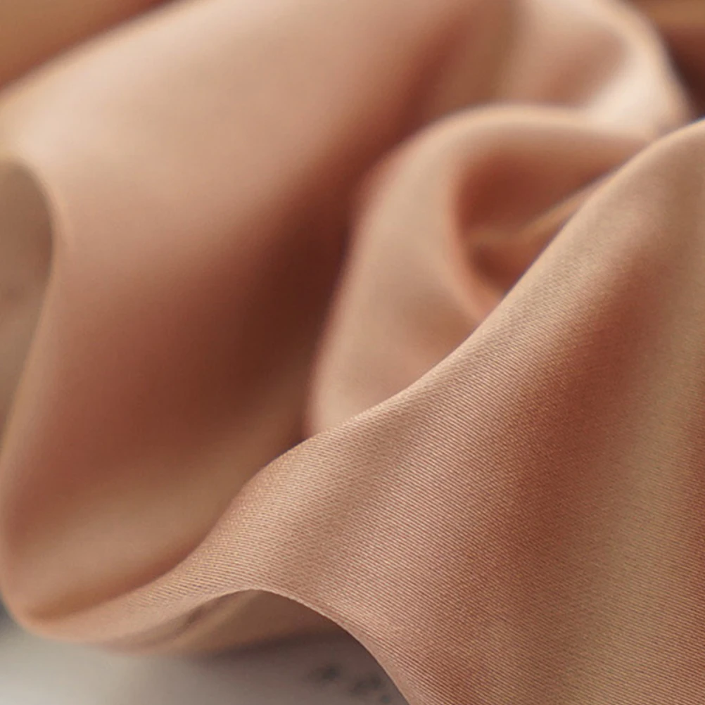 

2pcs Silk Fabric Rope Cloth Hair Ties Ponytail Holder Elastic Seamless Hair Bands For Women Durable Chic Simple Design Light Tan
