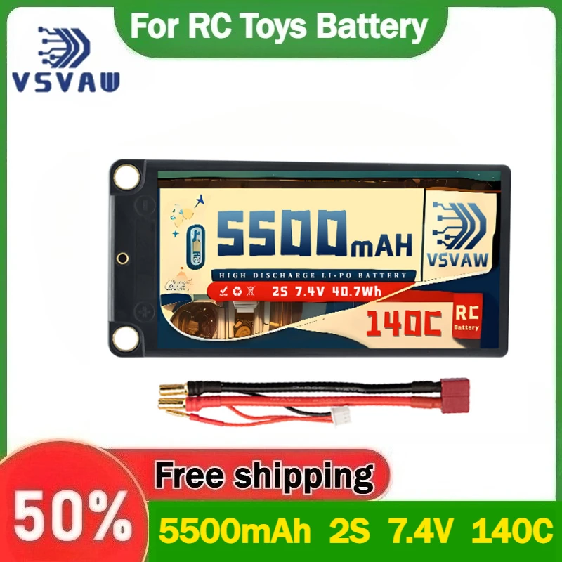 

5500 мАч 2S 7,4 В 140C 1/12 Drift Racing Monster Truck Жесткая литиевая батарея