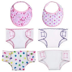 6pcs Doll Diapers Doll Underwear and Doll Bibs for 14-18in/35-45cm Baby Dolls Suitable for Infant Baby Doll Girls Boys Clothes