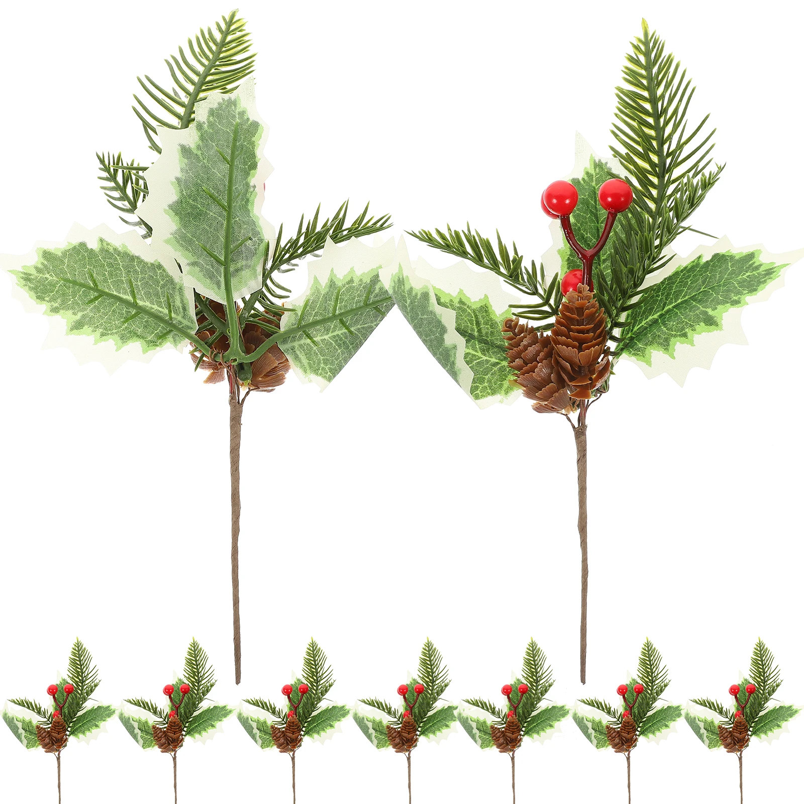 

10Pcs Simulation Christmas Berry Picks Artificial Bright Red Faux Berry Leaves Christmas Tree Vase Filler Holiday Table Decor