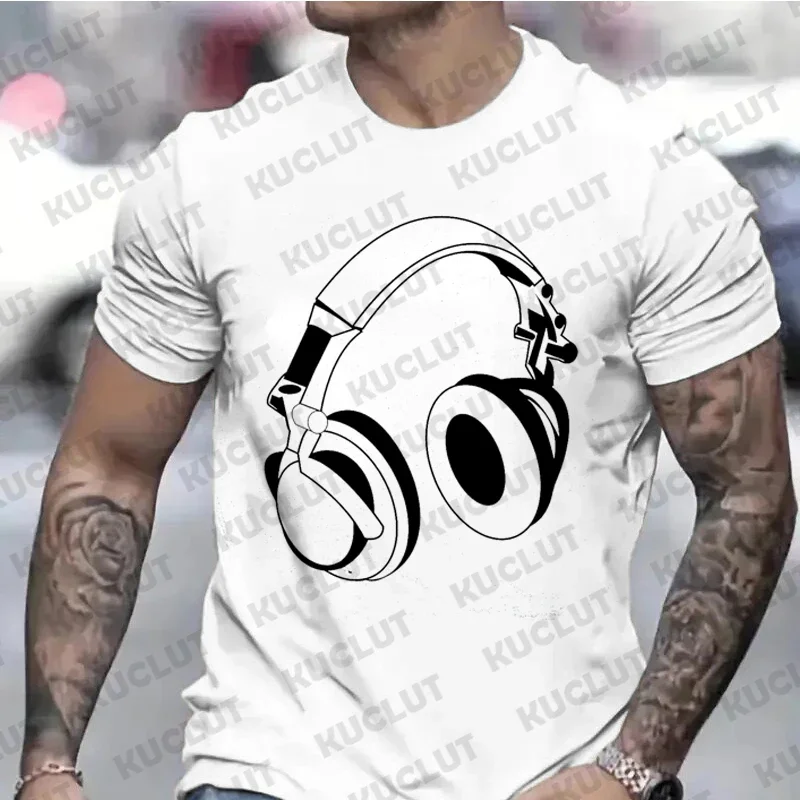 T Shirts for Men Headphones Graphic Tee Unisex Mens T Shirt Music DJ Graphic T-shirts Gift T Shirt Clothing for Husband Clothes