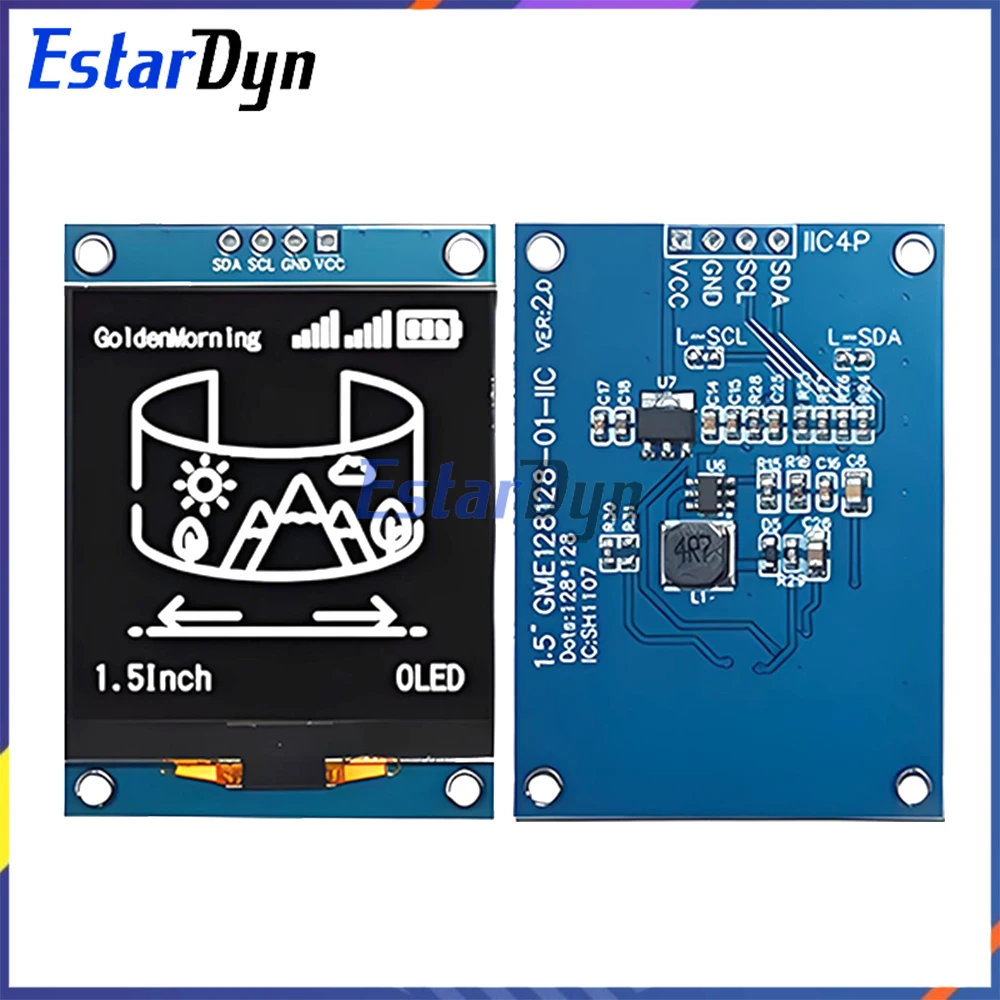 

1.5-inch OLED LCD screen SH1107 small screen 128x128 display module 4-pin monochrome screen 11C