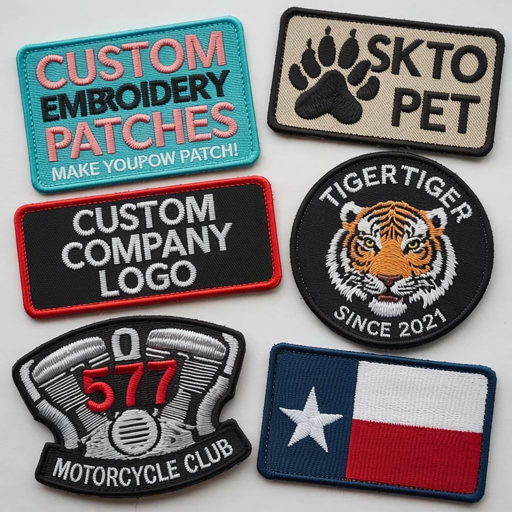 DIY Custom Embroidery Patches Logo Design Iron-On PVC Woven Badges with Hook & Loop for Jeans Printed Personalized Patch Decor