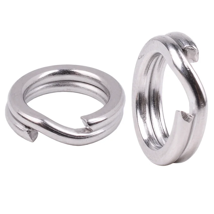 100PCs Connecting Fishing Rings Sets Stainless Steel Split Rings Hard Bait Lure Accessories Tackle High Strengthen O Ring