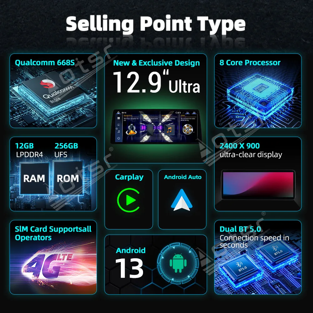 راديو سيارة رفيع للغاية 12.9 بوصة لسيارة BMW 6 Series 2009-2012 CIC 2013-2016 نظام NBT أندرويد 13.0 مشغل وسائط متعددة وحدة رأس نافي GPS