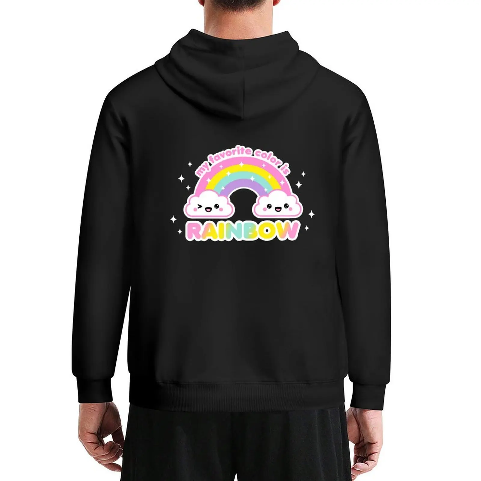 

My Favorite Color is Rainbow Kawaii Cute Clouds Hoodie japanese style clothes for men male clothes men's hoodie sweatshirt
