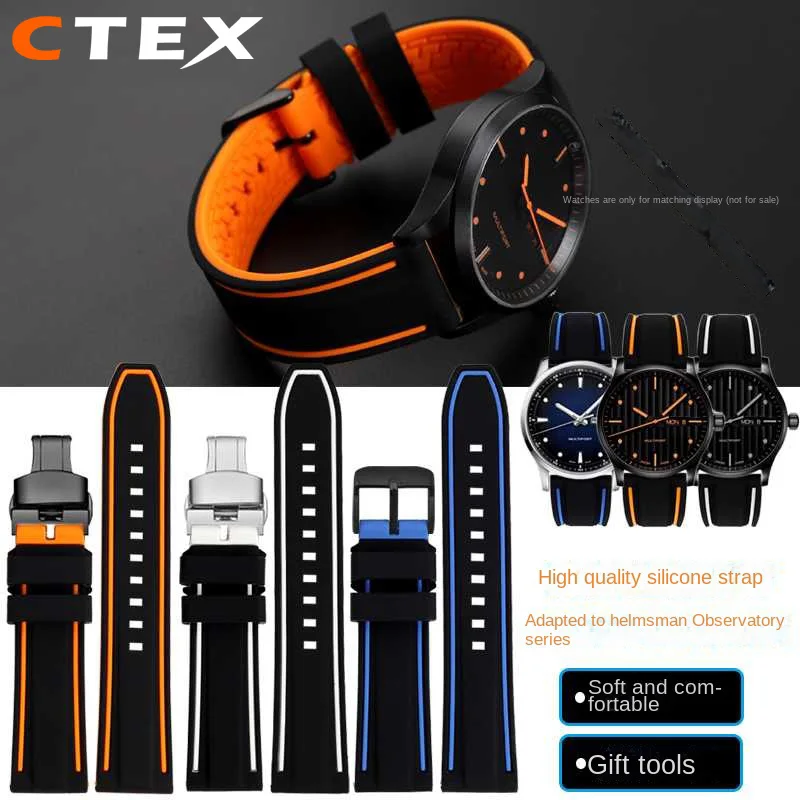 

High quality silicone strap For Mido helmsman M038 watch M038431A Rubber waterproof and sweat resistant watch strap 22mm
