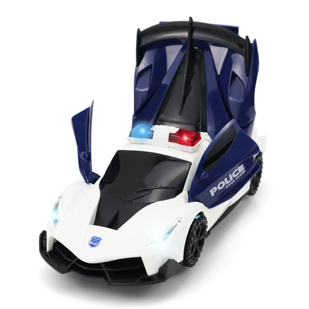 

Transform Vehicle 360° Rotating Police Car Toy Sensory Toys Music Sound LED Light Police Car Toy Automatic Openable Doors