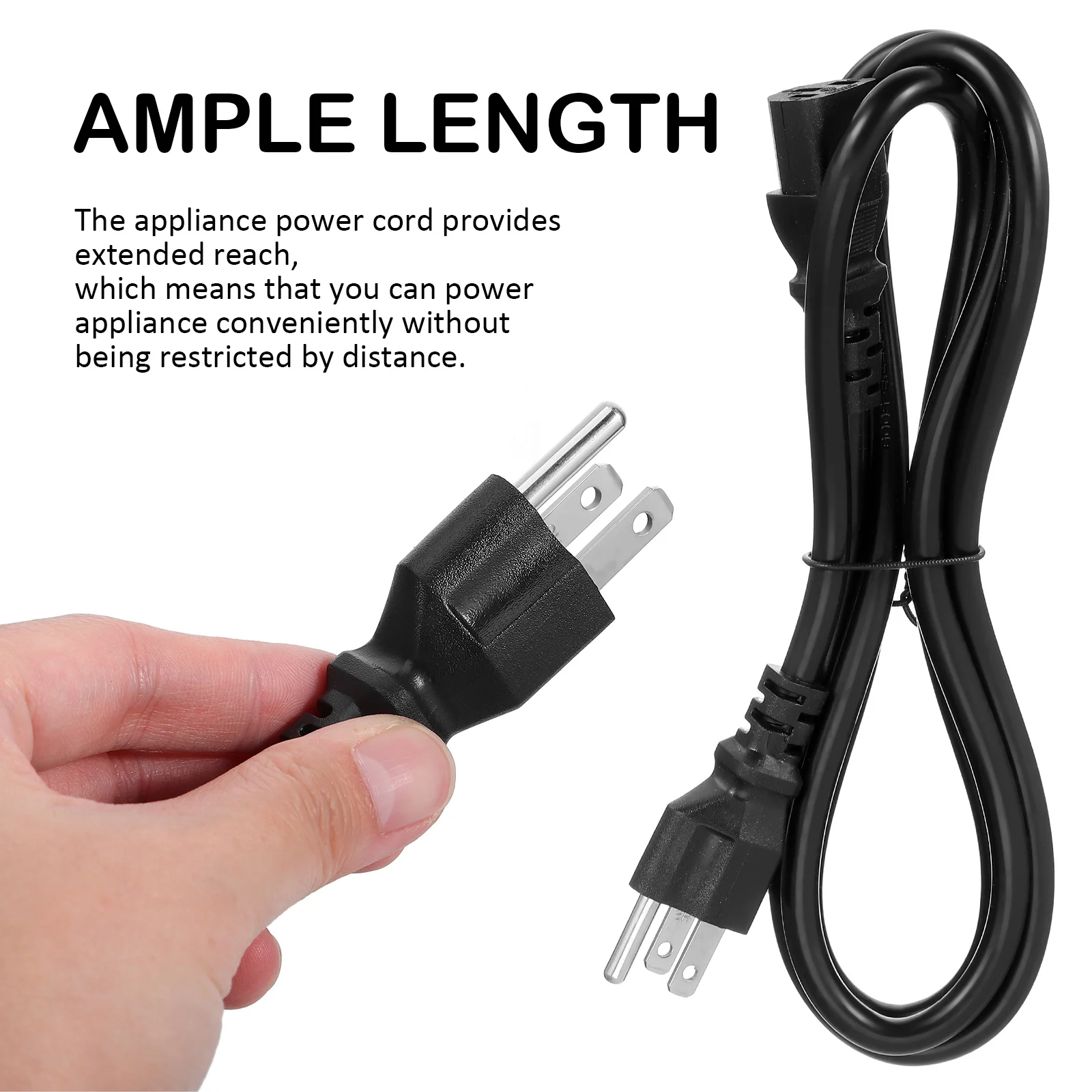1.5M Power Cord 3 Prong Extension Cord For Electric Kettle Microwave Printer Computer Monitor Appliance Cable Replacement