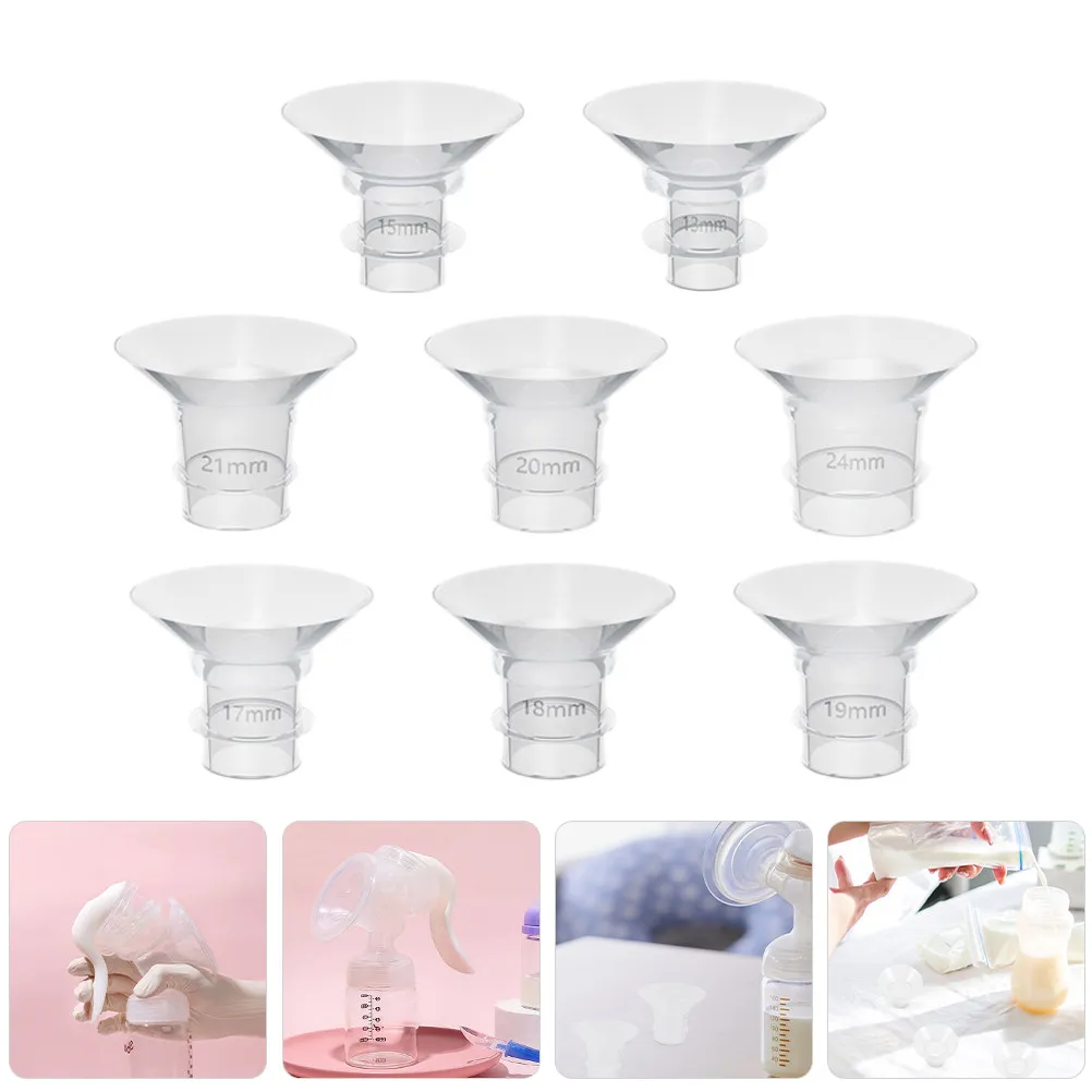 8Pcs Flexible Silicone Breast Pump Flange Inserts Set 13Mm 15Mm 17Mm 19Mm 21Mm 24Mm Universal Replacement for Wearable Electric