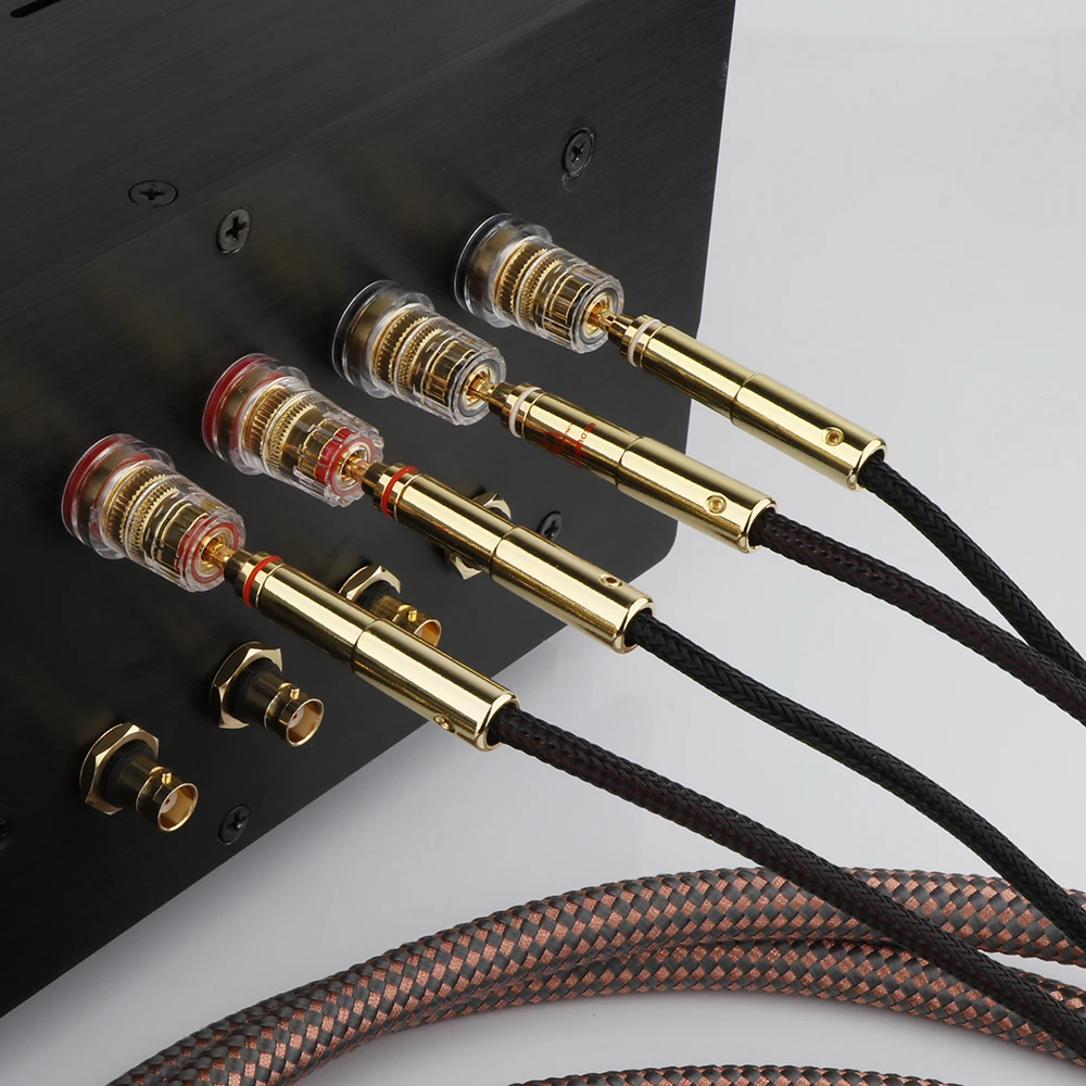 Accuphase 40th 12AWG OCC Speaker Cable 2 in 2 out Banana Plug High Purity 99.9998% Copper Fever Audio Connecting Cable