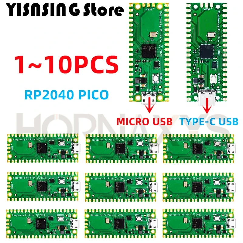 10pcs/Official Raspberry Pi Pico Board RP2040 Dual-Core 264KB ARM Low-Power Microcomputers High-Performance Cortex-M0  Processor