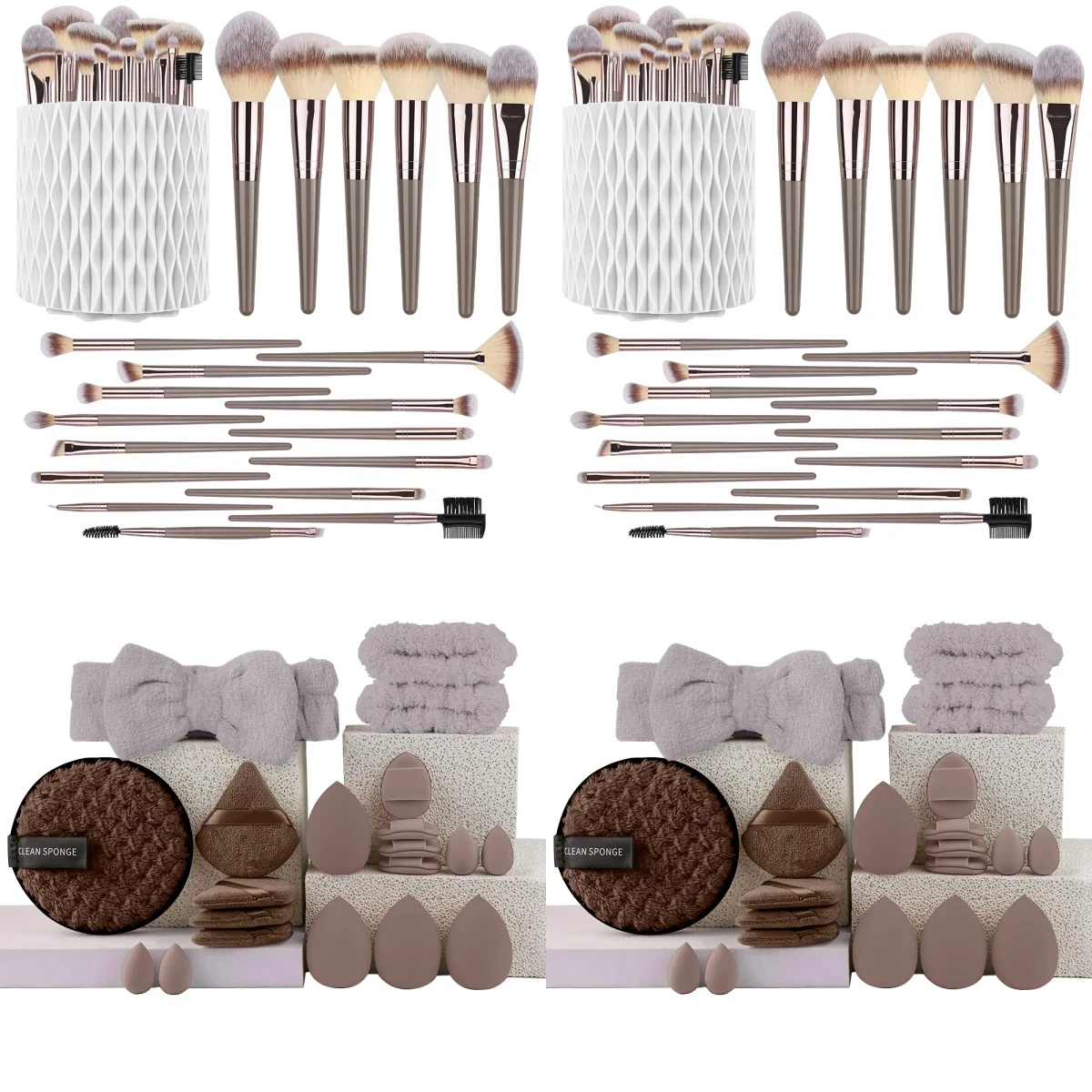 Conjunto de pincéis de maquiagem profissional, 1-20 peças, macio, fofo, sombra, base, blush, pó, mistura, ferramenta de beleza feminina, presente de natal