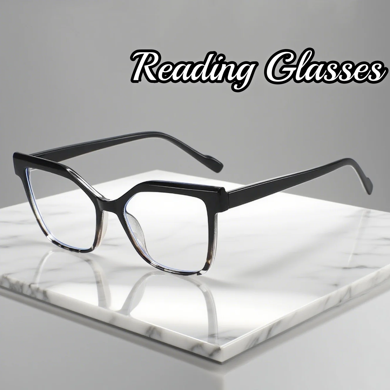 

Fashionable and Versatile PC Style Large Frame Reading Glasses Personalized Color Blocking Anti Blue Light Presbyopia Glasses