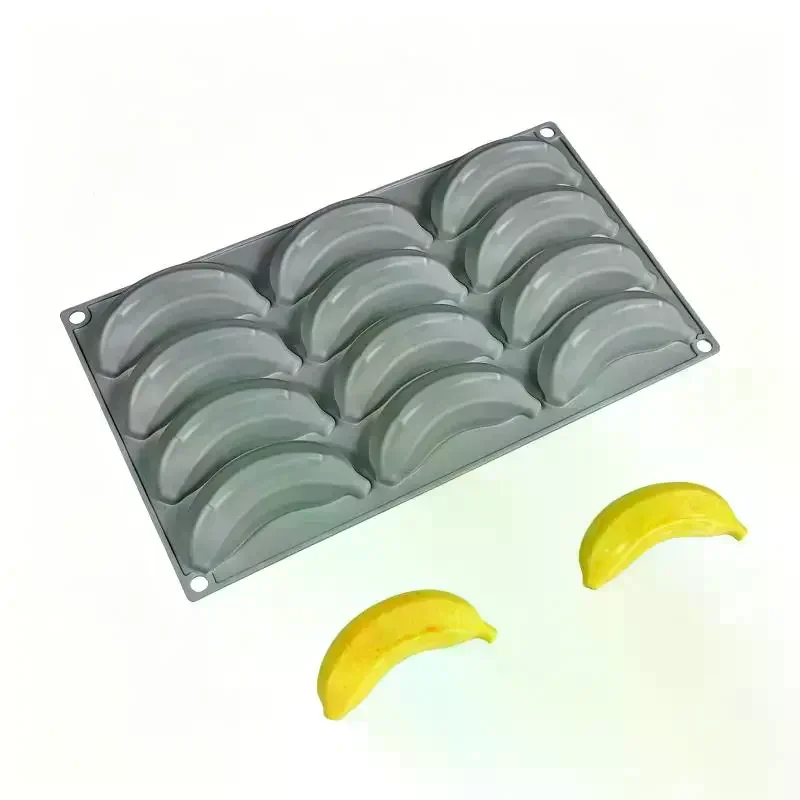 12 Holes Simulation Fruit French Dessert Mould Silicone Banana Mousse Cake Mold Ice Cream Jelly Pudding Baking Tools 1Pcs