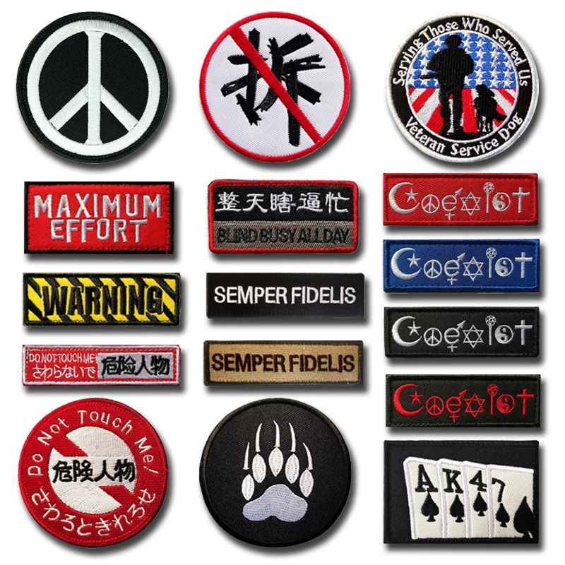 Peace warning forever loyal Patches Embroidered Creativity Badge Hook Loop Armband 3D Stick on Jacket Backpack Stickers