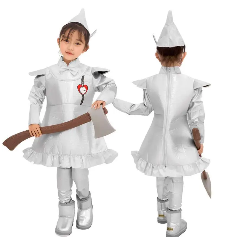 

Серебряный сценический костюм на Хэллоуин Witcrt Fairy T Tin Man, костюм для детей и взрослых, Activi для родителей и детей