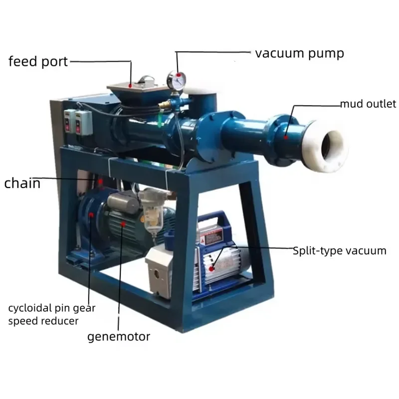 Mini Pottery Vacuum Clay Processing Machine Output Pug Mill Ceramic Clay Extruder Machine
