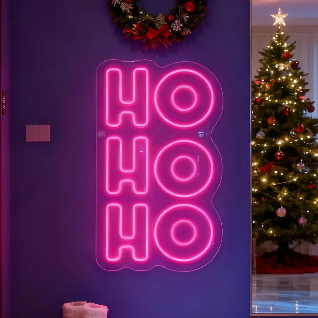 HoHo عيد الميلاد النيون تسجيل USB عكس الضوء LED ضوء النيون لغرفة النوم النوم حفلة بار صالون نادي السنة الجديدة ديكور المنزل هدية عيد الميلاد