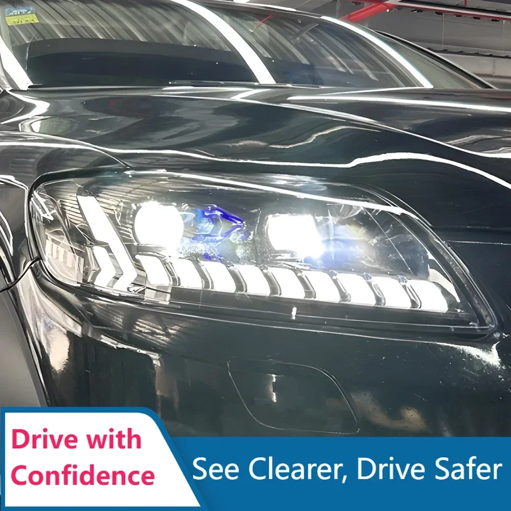 

Модернизированные автомобильные передние фонари для Audi Q7 2006-2015, светодиодный динамический указатель поворота, обновленный дизайн Plug and Play, аксессуары в сборе