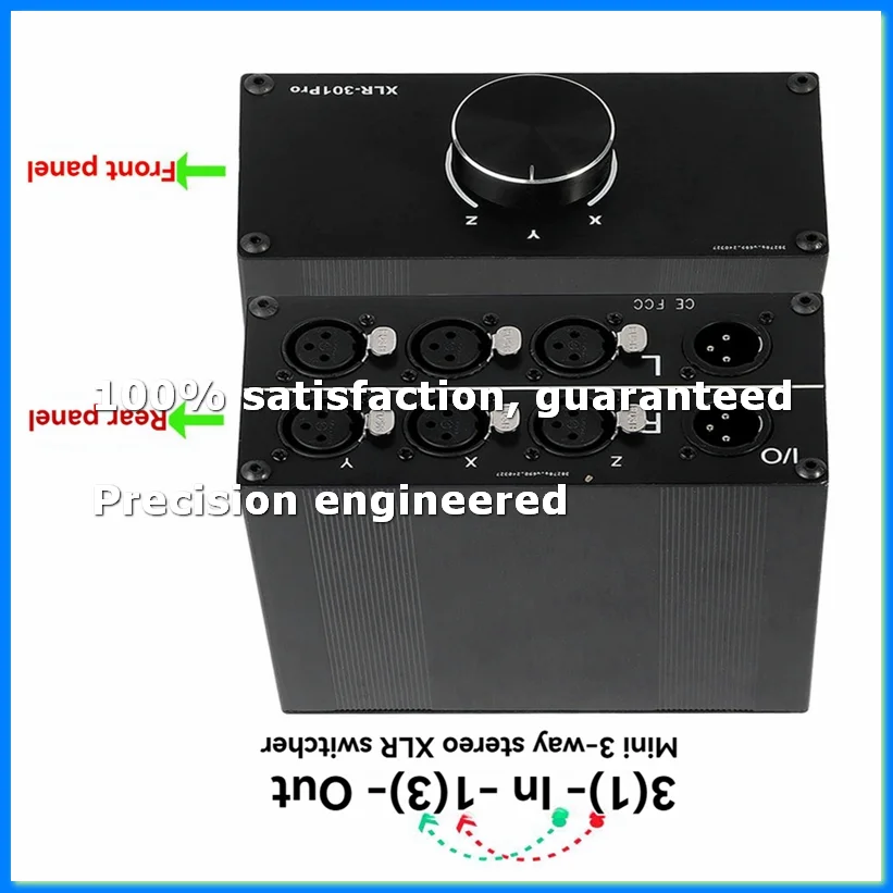

3-Way Stereo XLR Passive Audio Signal Switcher Selection Switch Balanced 3 in 1 Out Audio Selector Audio Select Switcher-ABWO