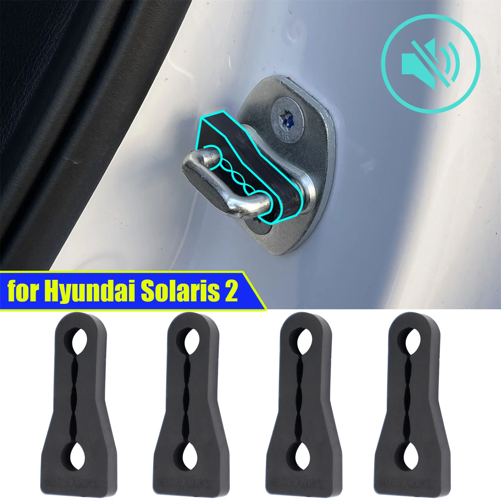 Car Door Lock Sound Deadener Damper Buffer For Hyundai Solaris 2 2017 - 2023 Rattling Screaks  Noise Deaf Soundproofing seal 