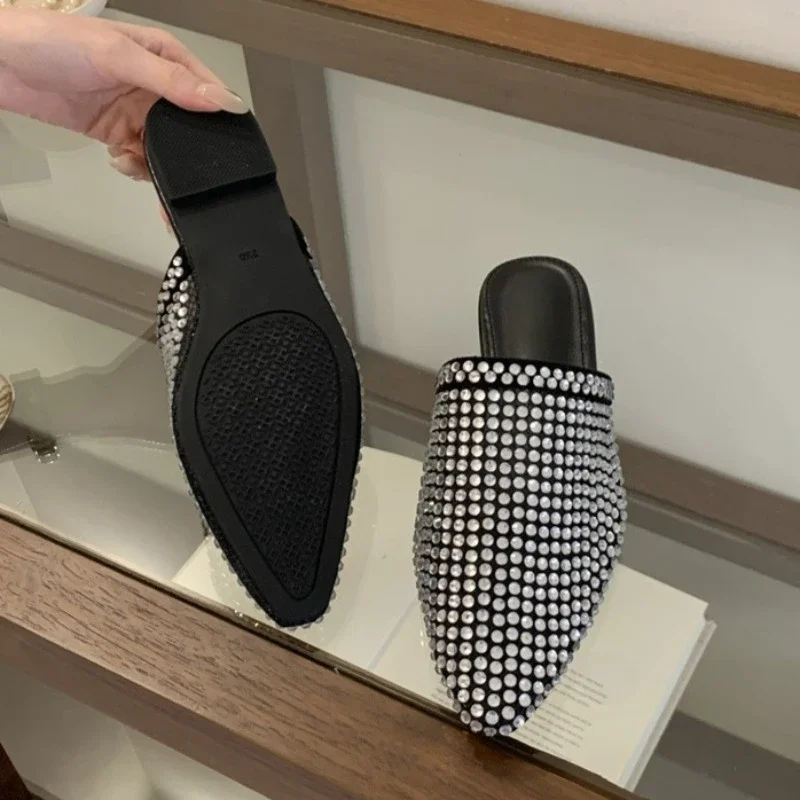 

Летние женские туфли Aneikeh с сетчатым верхом и стразами, модные повседневные слипоны с круглым носком, плоская подошва, для улицы и офиса