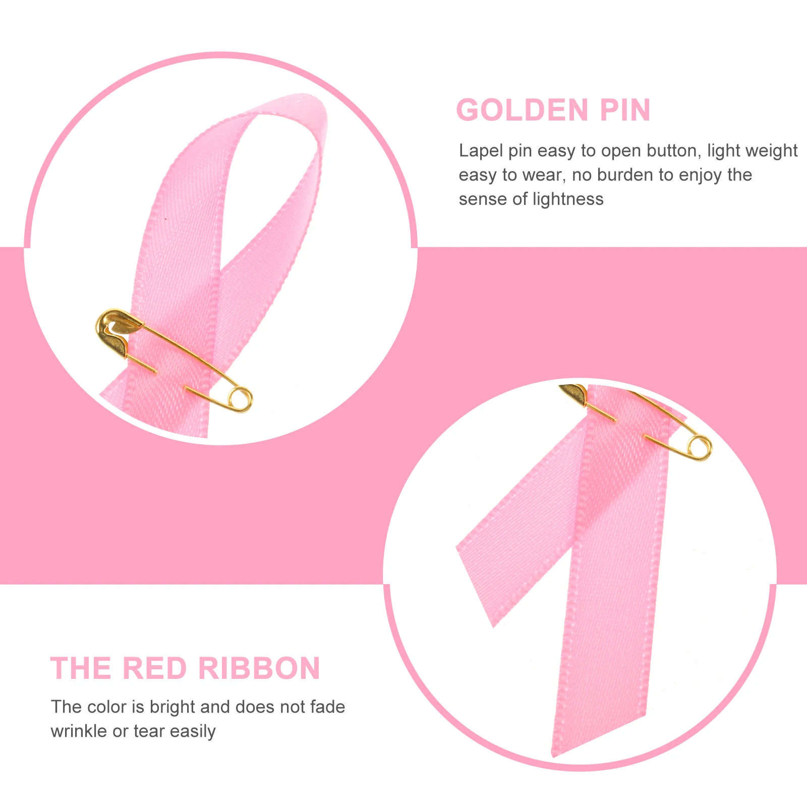 

200pcs Ribbon Pin Breast Cancer Awareness Breast Cancer Awareness Reusable Fundraising Removable Accessories Portable Decor