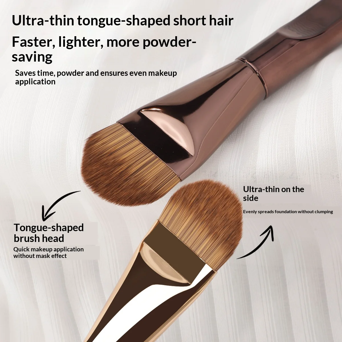 Ultra Thin Foundation Brush Synthetic Bristles Precision Application for Liquid Cream Streak-free All Skin Types