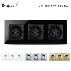 EU Standard Triple Wall Socket Crystal Glass Panel Electrical Outlet White Black Golden Grey 110V 250V For Home Power Sockets