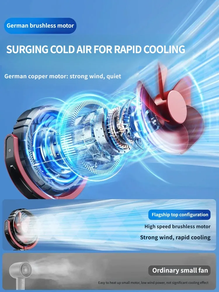 Wireless Rechargeable Clip Fan Brushless Motor Quiet Strong Wind 900° Adjustable For Cycling Food Delivery view 3
