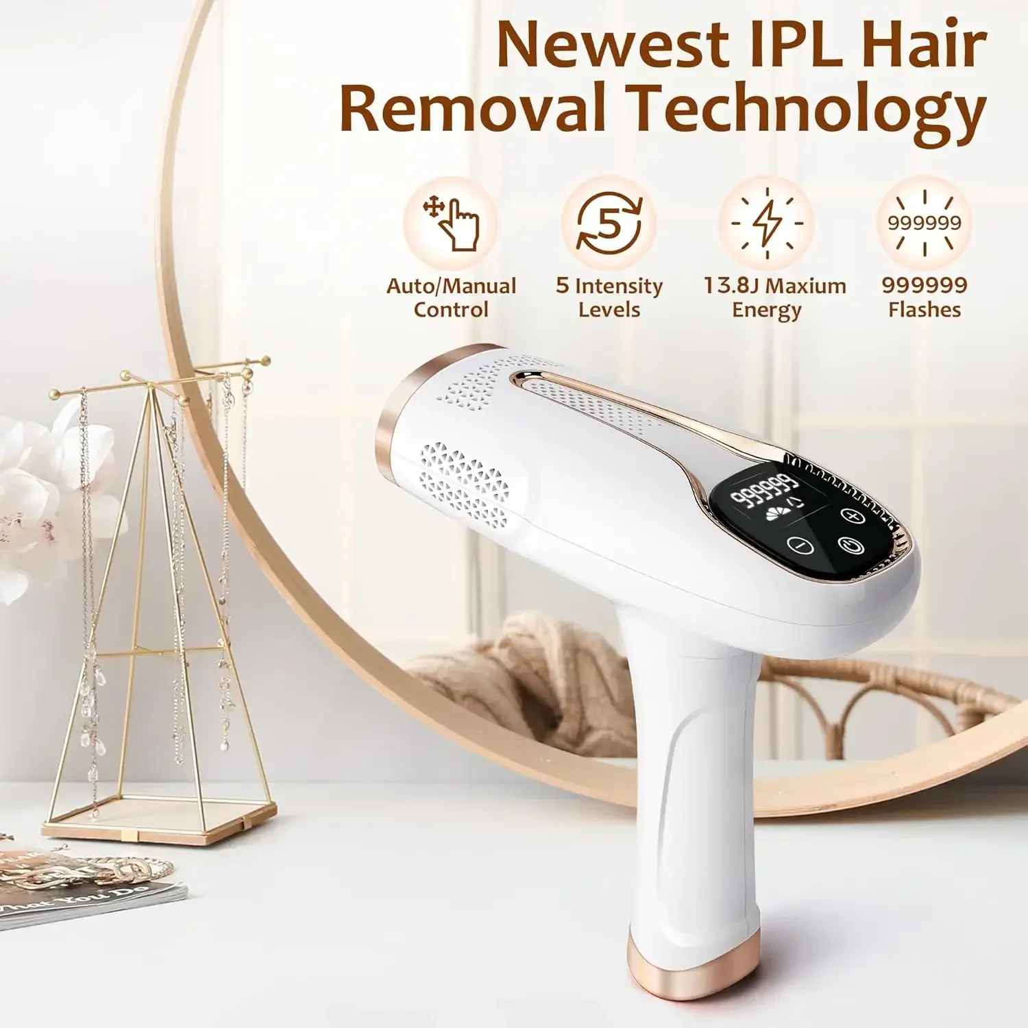 990,000 Flashes IPL Hair Removal System, Painless Laser Epilator for Women’s Body, Bikini, and Facial Areas, Permanent Hair Remo