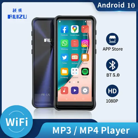 RUIZU Z80 Android WiFi MP4 MP3 เครื่องเล่นเพลงบลูทูธ 5 Full Touch Screen 16GB HiFi Sound Walkman สนับสนุนการดาวน์โหลด APP