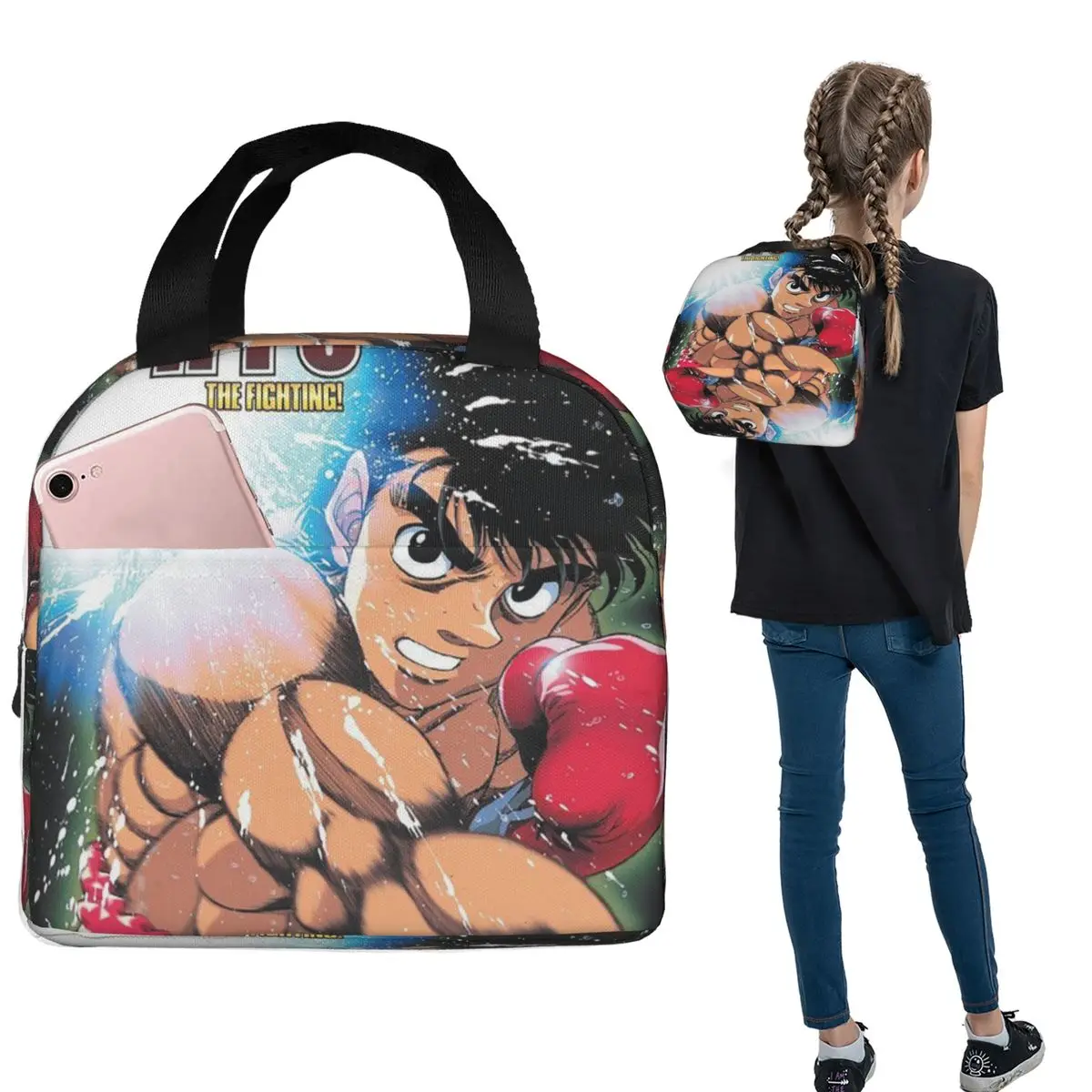 

Hajime No Ippo Lunch Bags Insulated Bento Box Portable Lunch Tote Leakproof Picnic Bags for Woman Children School