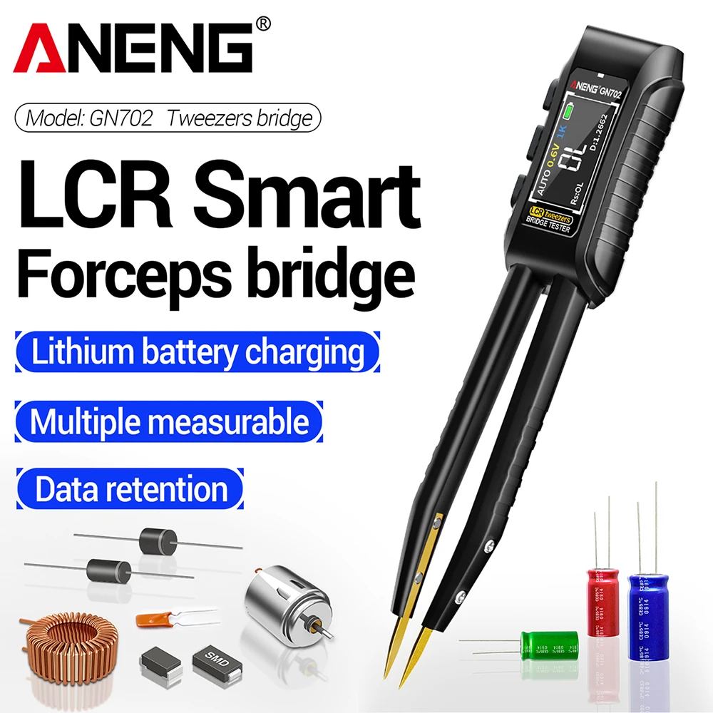 ANENG GN702 Mini Pinça Inteligente LCR SMD Tester Resistance  Capacitance Inductance Continuity Diode Test Measurement Tools