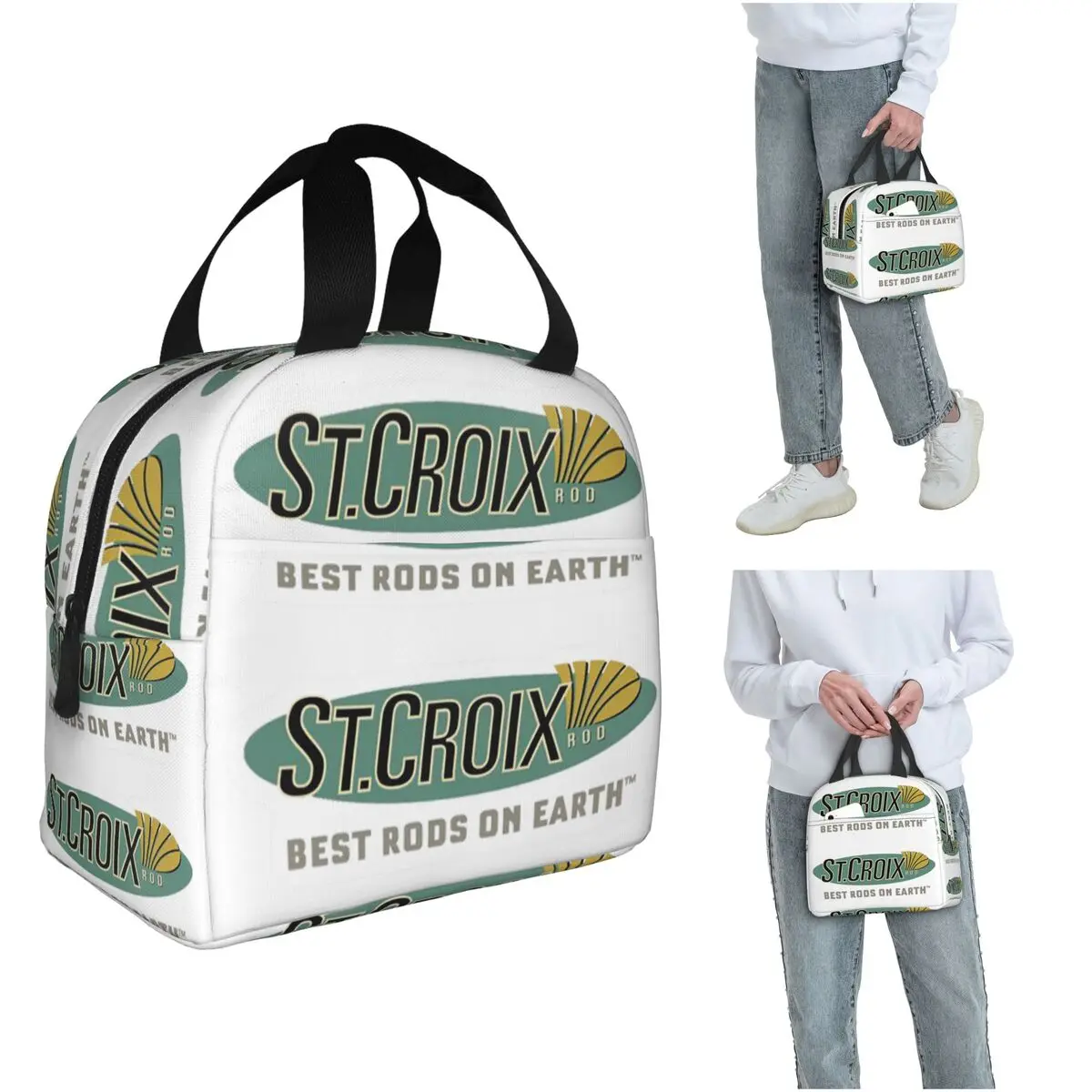 

New St Croix Rods Fishing American Insulated Lunch Bag for Women Kids Leakproof Food Boxes Thermal Lunch Box Tote