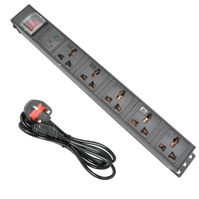 

PDU power strip 10A Universal socket Surge protection 5AC Network Cabinet Rack Aluminum alloy UK/US/AU/EU/ PLUG IEC-C14 port