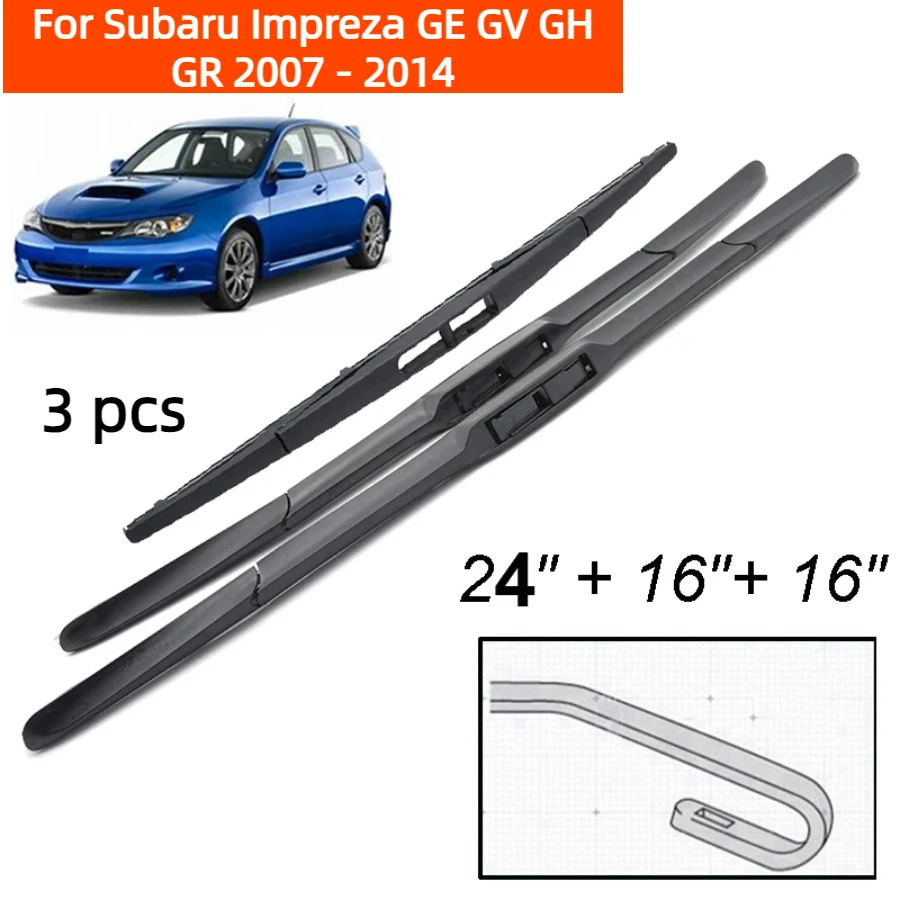 ZHANGU Wiper Front & Rear Wiper Blades Set For Subaru Impreza GE GV GH GR 2007 - 2014 Windshield Windscreen Window 24