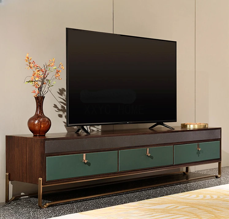 New Chinese Style Ugyen Wooden TV Cabinet Combination Light Luxury Minimalist Solid Wood Floor Cabinet Living Room Furniture