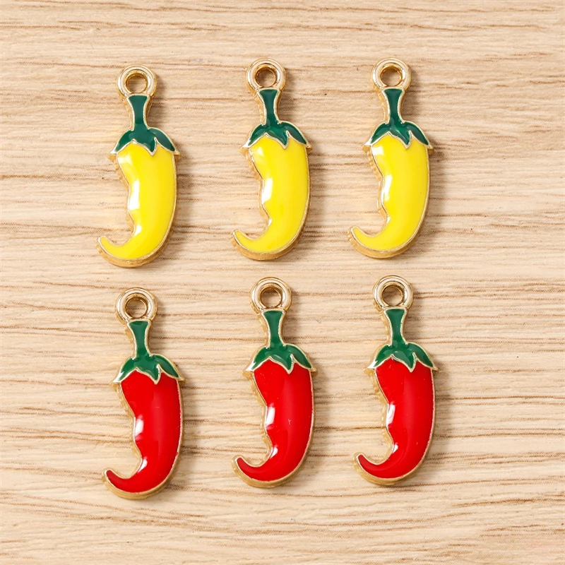 10 قطعة 8x22 مللي متر لطيف المينا الفلفل الحار Charms المعلقات ل إسقاط أقراط القلائد أساور Crafts بها بنفسك الحرف اليدوية صنع المجوهرات #3