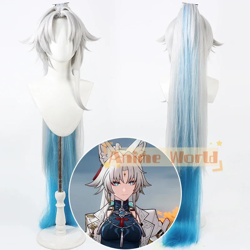 

Honkai Star Rail Feixiao Cosplay Wig Fei Xiao 1.3m Long Gray Blue Heat Resistant Synthetic Hair Halloween Party +Wig Cap