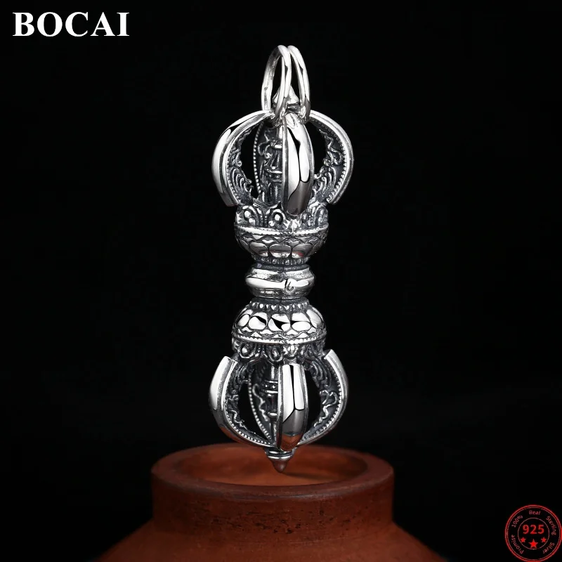 

BOCAI S925 Sterling Silver Charms Pendant for Men Women Retro Buddhist Vajra Pestle Amulet Trendy Fashion Jewelry Wholesale