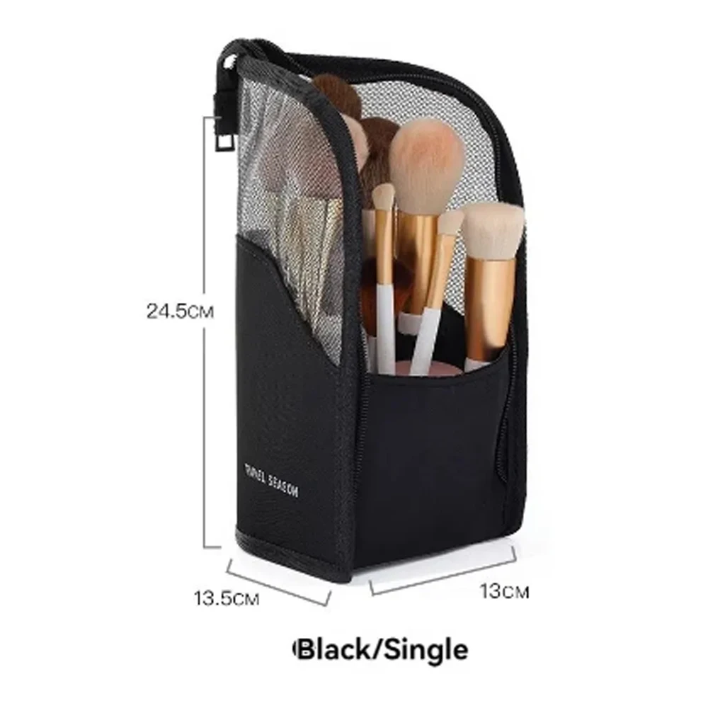 Trousse de maquillage transparente avec fermeture éclair pour femme, porte-pinceau de maquillage féminin, trousse de toilette d'évaluation, support de voyage, 1 PC