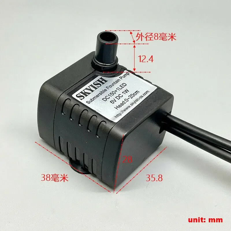 1W DC 5V 1.7LPM Micro Water Pump Quiet Brushless Water Pump Small Submersible Pump for LED Aquarium Fountain Water Tank