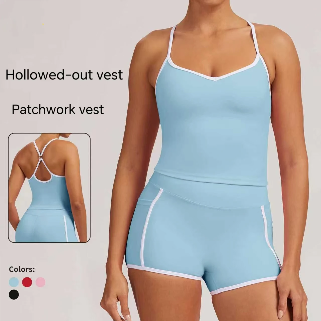 

Nude Contrast Color Yoga Bra, Thin Strap Beauty Back Quick-Drying Sports Vest, Running Fitness Underwear for Women